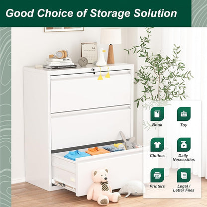 Classeur métallique à 3 tiroirs verrouillables pour bureau à domicile, meuble roulant entièrement assemblé