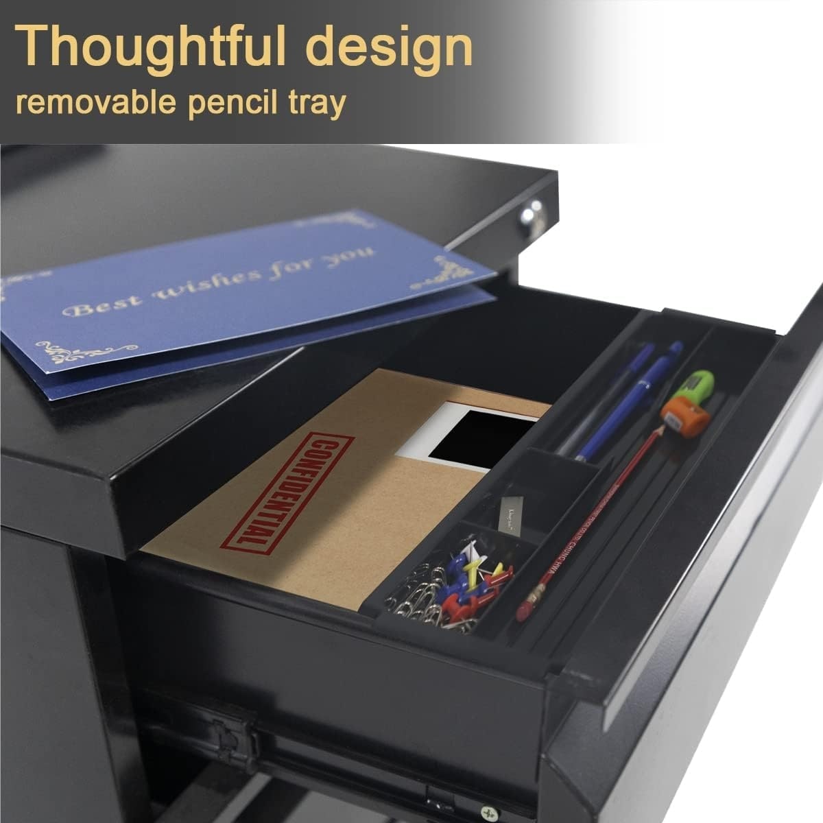 Classeur métallique à 3 tiroirs verrouillables pour bureau à domicile, meuble roulant entièrement assemblé