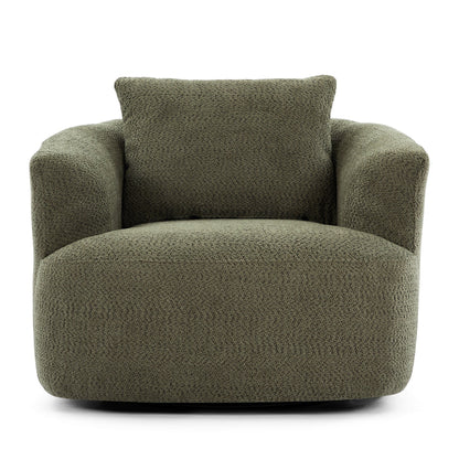 Fauteuil pivotant à 360°, fauteuil d'appoint en bouclette de 38,2 cm avec coussin décoratif, fauteuil-canapé rembourré de forme cylindrique avec accoudoirs incurvés
