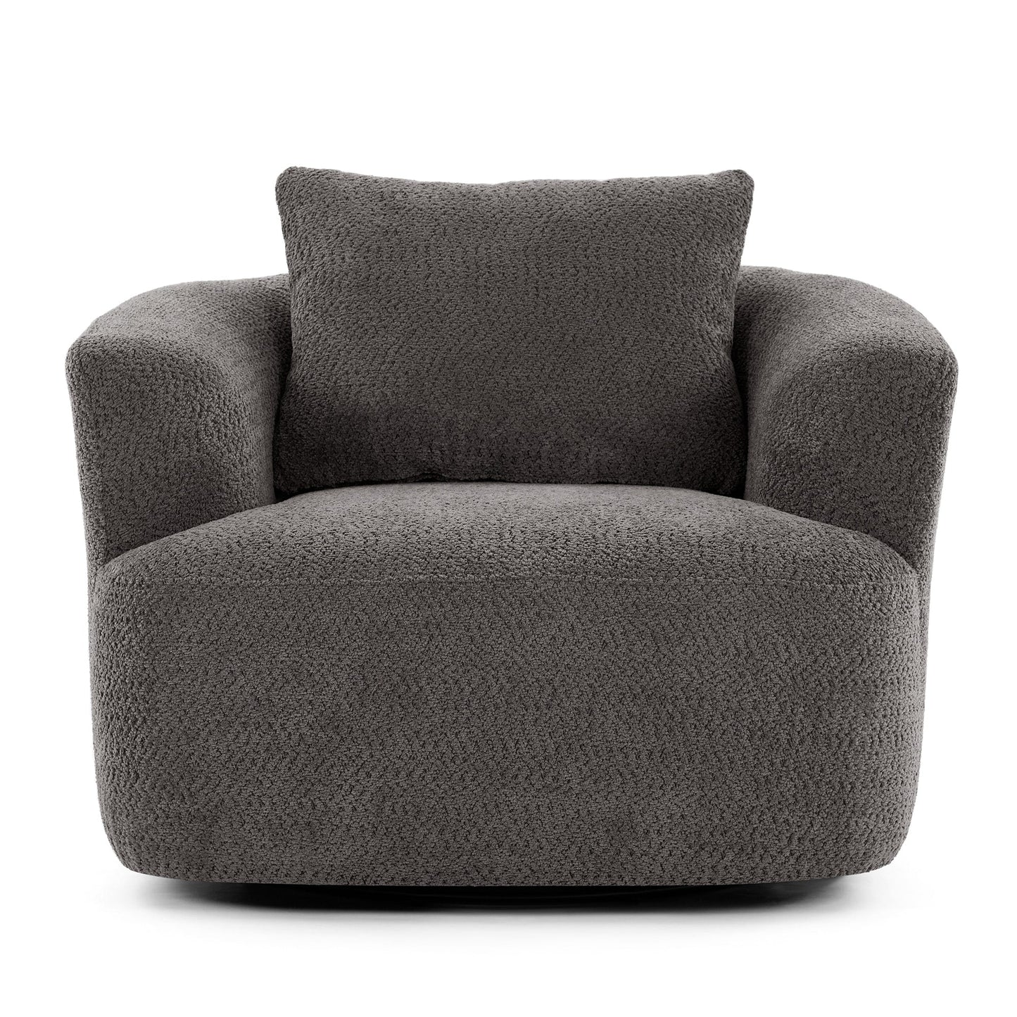 Fauteuil pivotant à 360°, fauteuil d'appoint en bouclette de 38,2 cm avec coussin décoratif, fauteuil-canapé rembourré de forme cylindrique avec accoudoirs incurvés