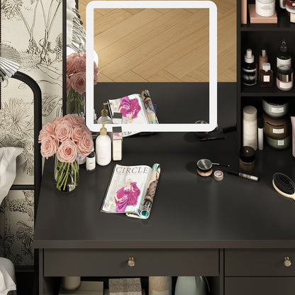 Ensemble de coiffeuse de maquillage de 39,4 po de largeur avec tabouret et miroir