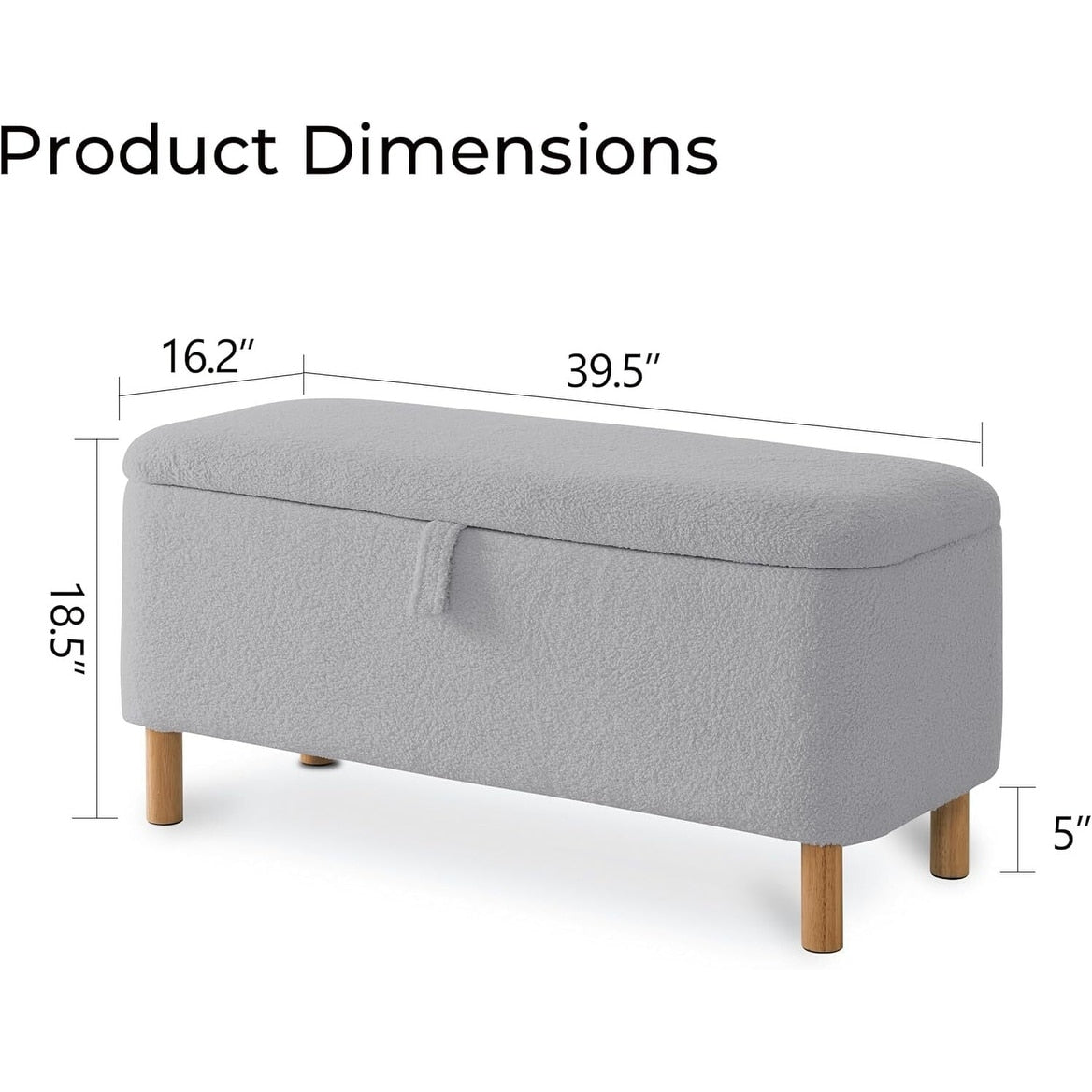 Banc ottoman de rangement en sherpa blanc cassé, repose-pieds, pour salon, chambre à coucher, pieds en bois