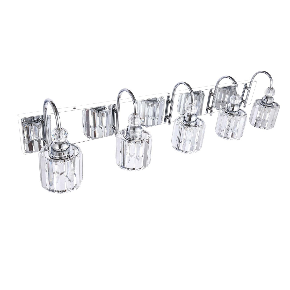 Applique murale moderne chromée/noire/dorée au-dessus d'un miroir, en cristal, pour salle de bain et toilettes.