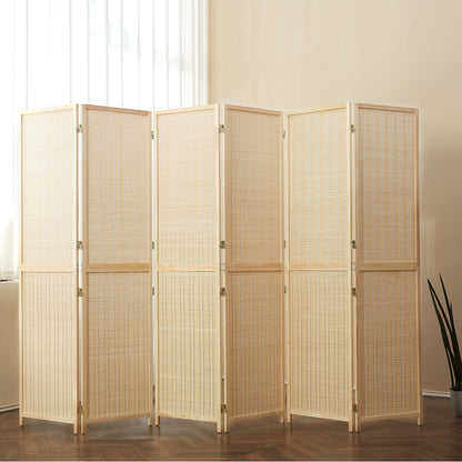 Paravent en bambou 4/6 panneaux, 1,83 m, amovible et pliable, pour séparer les pièces et préserver l'intimité.