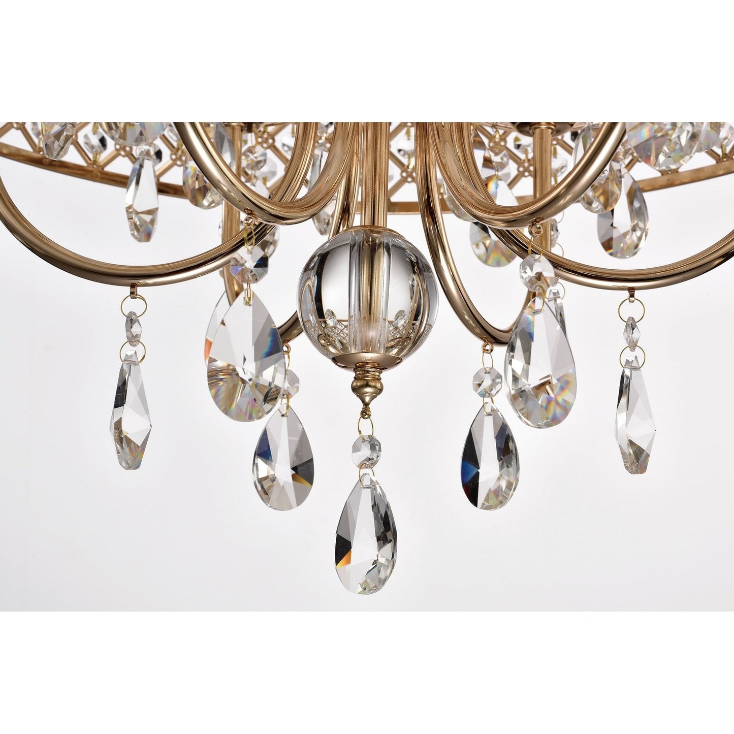 Lustre tambour à perles rondes avec cristaux suspendus