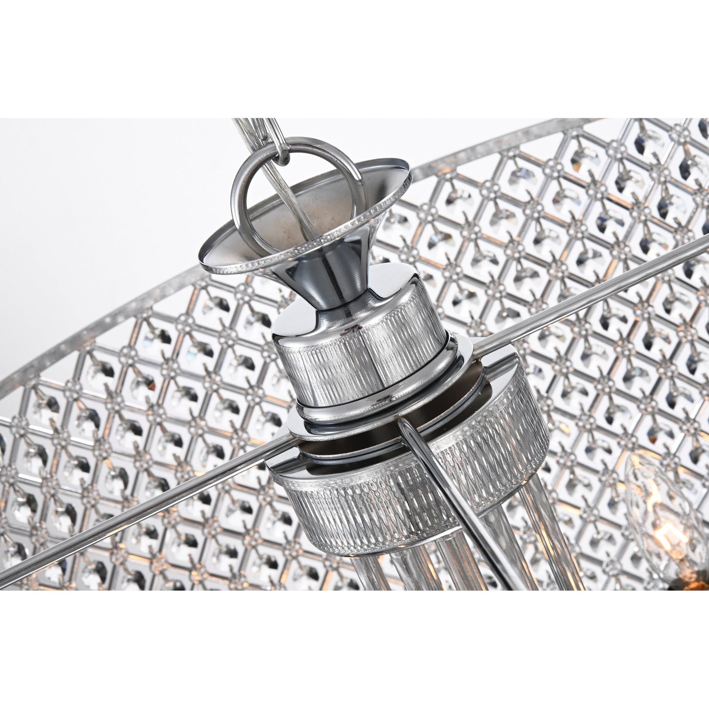 Lustre tambour à perles rondes avec cristaux suspendus