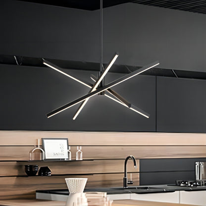 Lustre LED moderne en aluminium noir/doré, plafonnier linéaire Spoutnik pour salon/salle à manger/cuisine