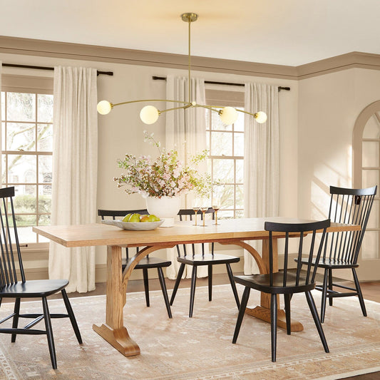 Suspension Sputnik linéaire simple et moderne à 4 lumières, couleur or, pour îlot de cuisine ou salle à manger – 130 cm (l) x 28 cm (p) x 15 cm (h).