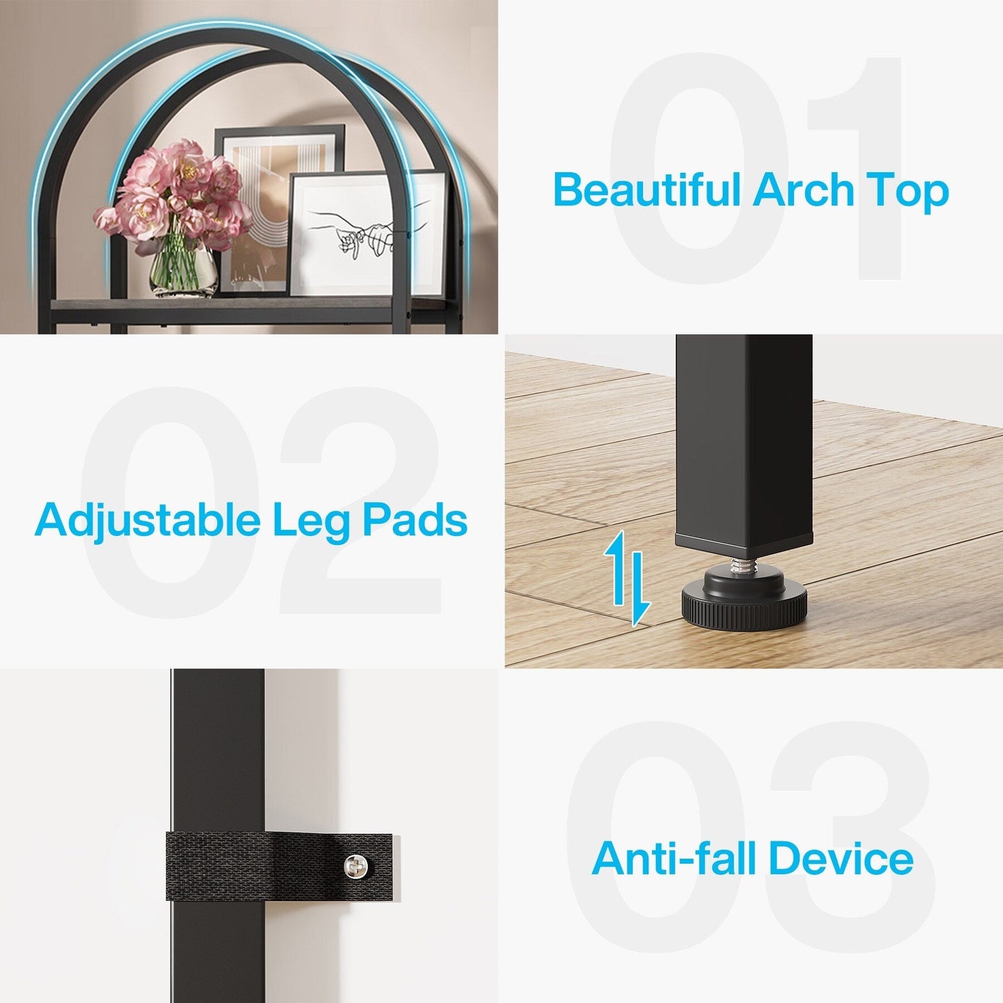 Étagère ouverte, étagères de rangement de style industriel avec structure métallique