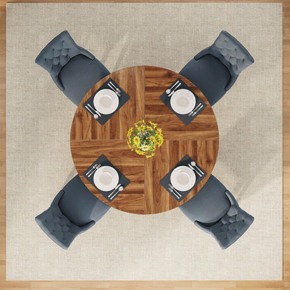 Table à manger ronde 47 pouces pour 4 personnes, table de cuisine de style campagnard, petite table à dîner en bois pour salle à manger et salon