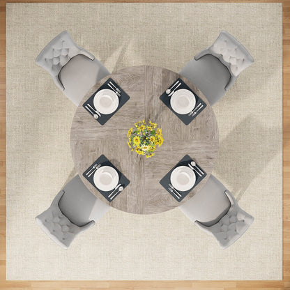 Table à manger ronde 47 pouces pour 4 personnes, table de cuisine de style campagnard, petite table à dîner en bois pour salle à manger et salon