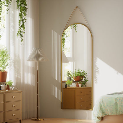 Miroir mural suspendu pleine longueur 48 x 16 avec sangle en cuir