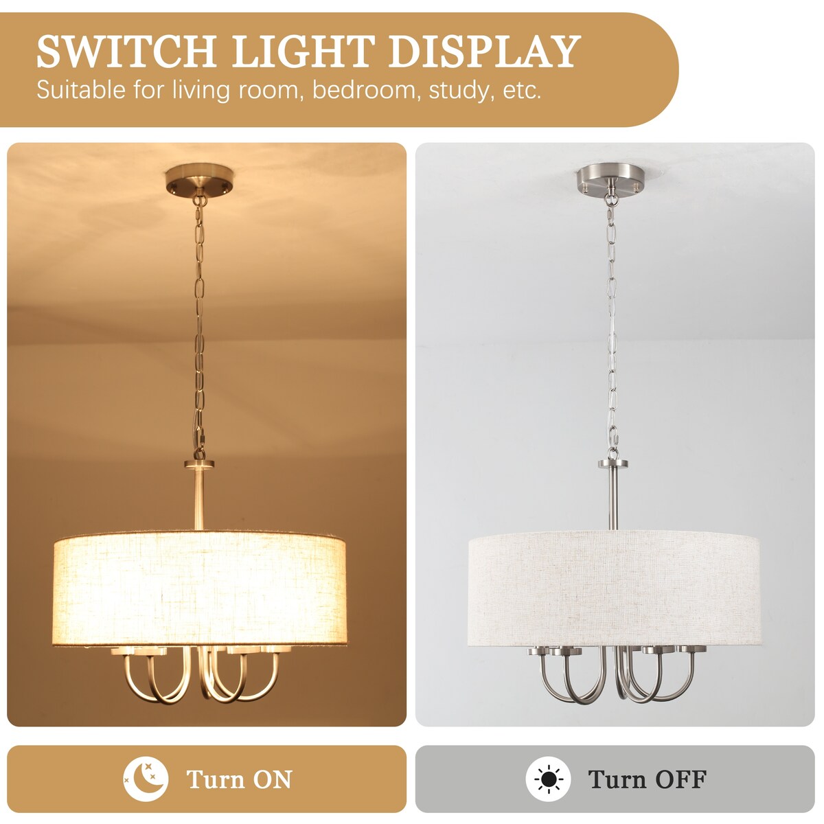 Plafonnier semi-encastré moderne à 5 lampes pour salle à manger, chambre à coucher, salon - N/A