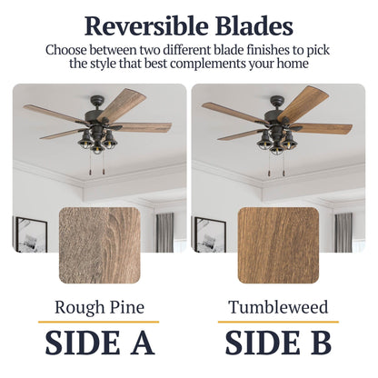 Ventilateur de plafond LED Prominence Home Sivan Bronze Farmhouse avec éclairage et télécommande