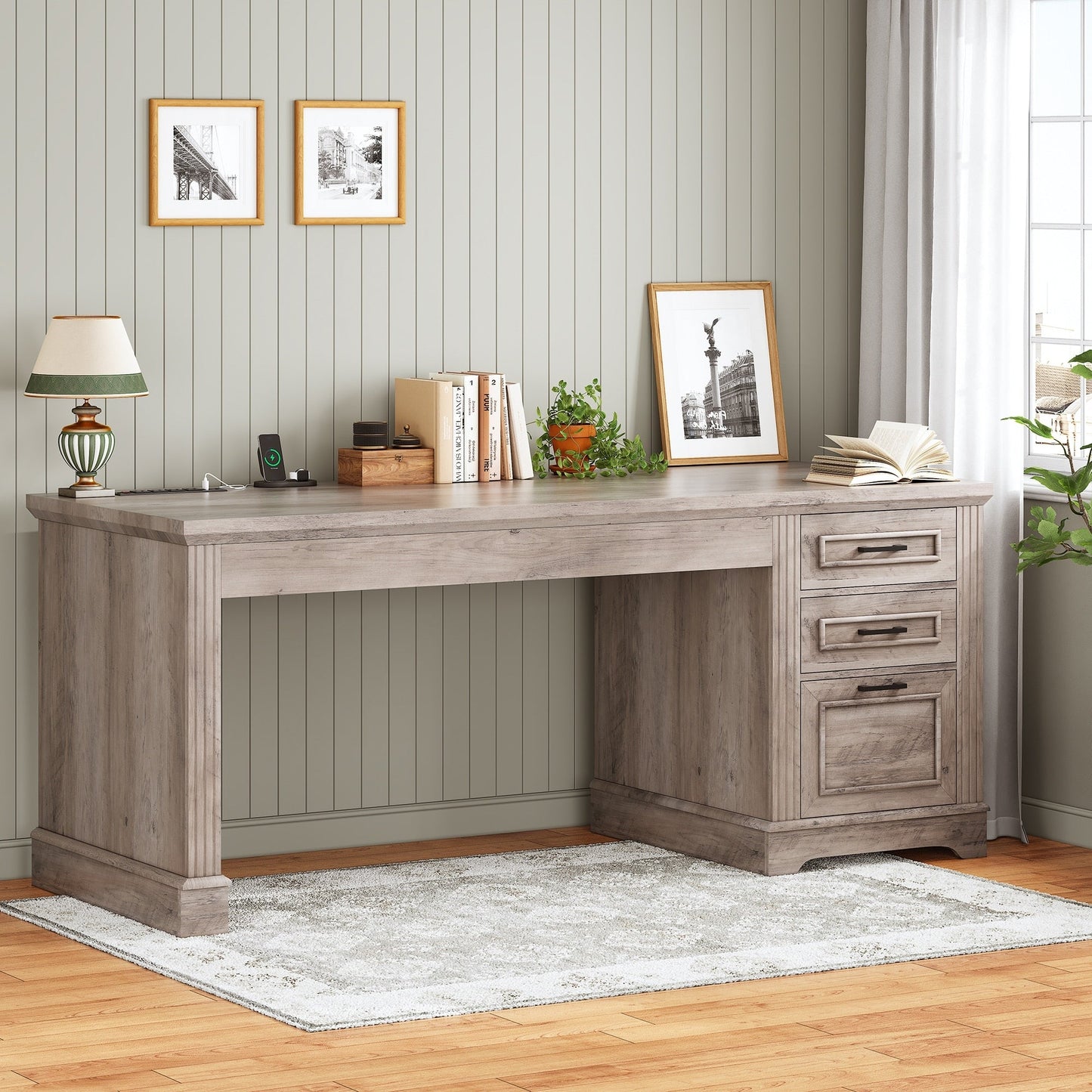 Bureau de direction de ferme Bureau à domicile Tiroir de classement Support d'écran Prise de courant