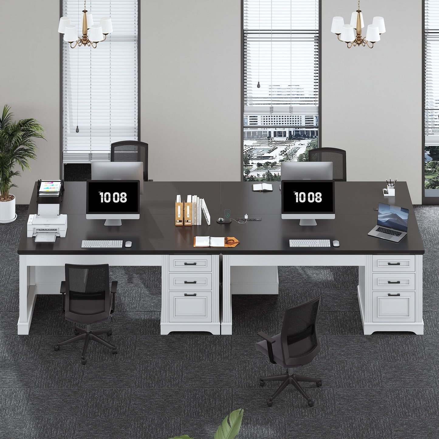 Bureau de direction de ferme Bureau à domicile Tiroir de classement Support d'écran Prise de courant