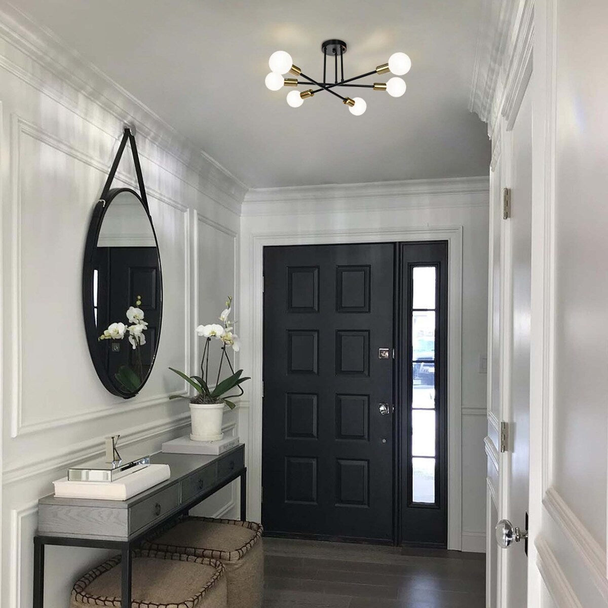 Plafonnier semi-encastré Sputnik moderne en métal, 60 cm (23,62 po), 60 cm (23,62 po).