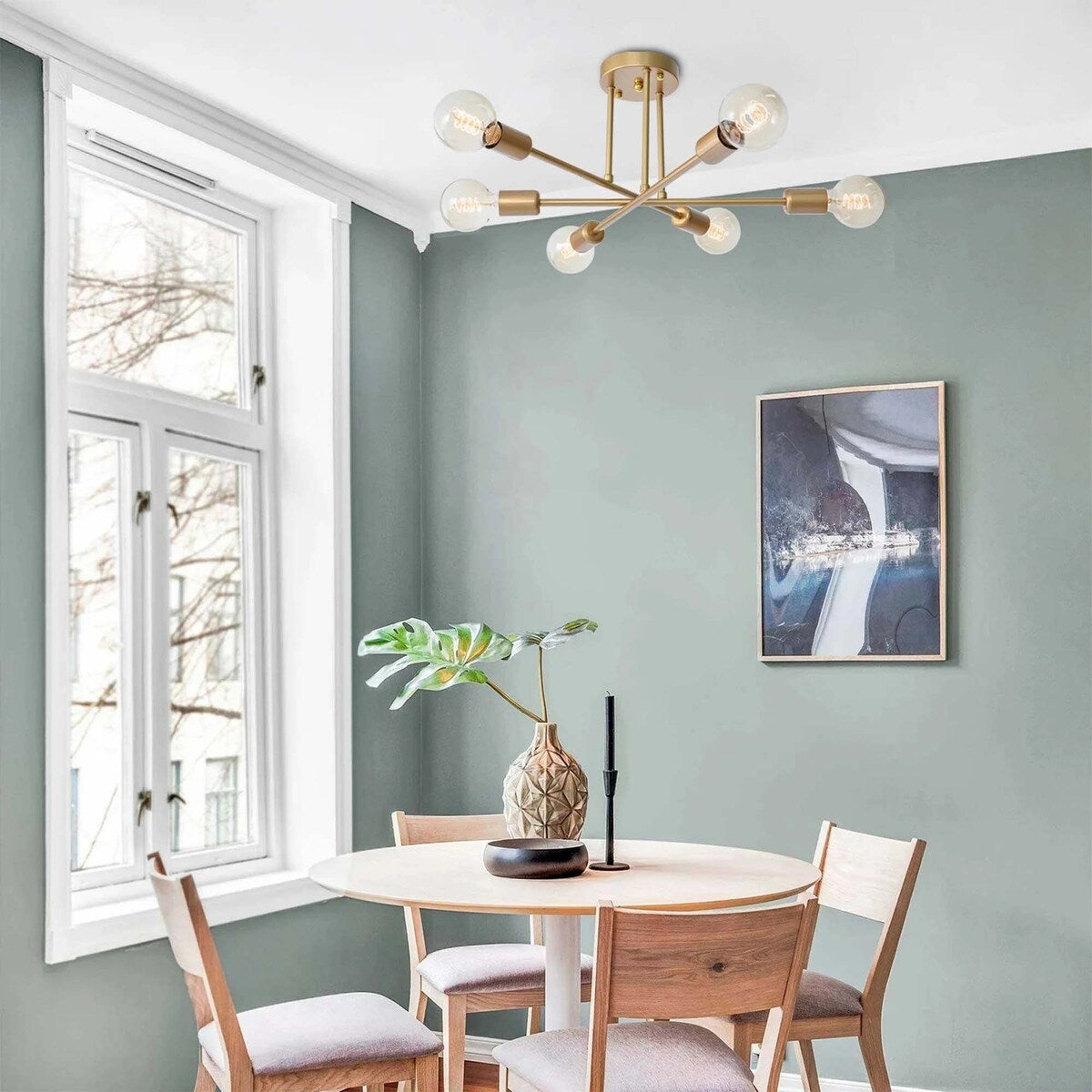 Plafonnier semi-encastré Sputnik moderne en métal, 60 cm (23,62 po), 60 cm (23,62 po).