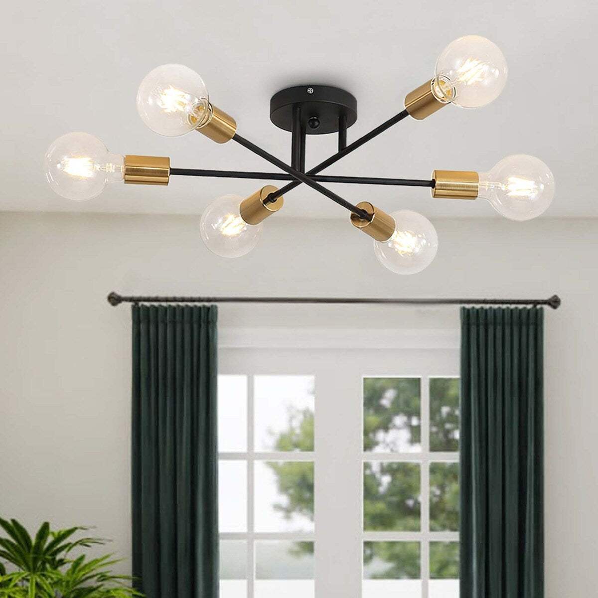 Plafonnier semi-encastré Sputnik moderne en métal, 60 cm (23,62 po), 60 cm (23,62 po).