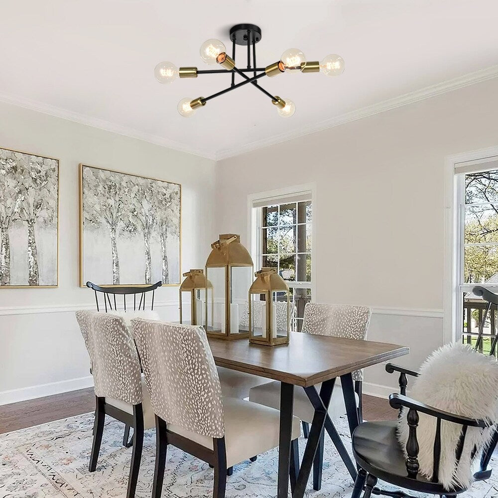 Plafonnier semi-encastré Sputnik moderne en métal, 60 cm (23,62 po), 60 cm (23,62 po).