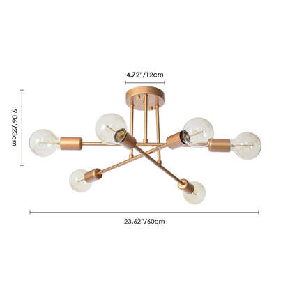 Plafonnier semi-encastré Sputnik moderne en métal, 60 cm (23,62 po), 60 cm (23,62 po).
