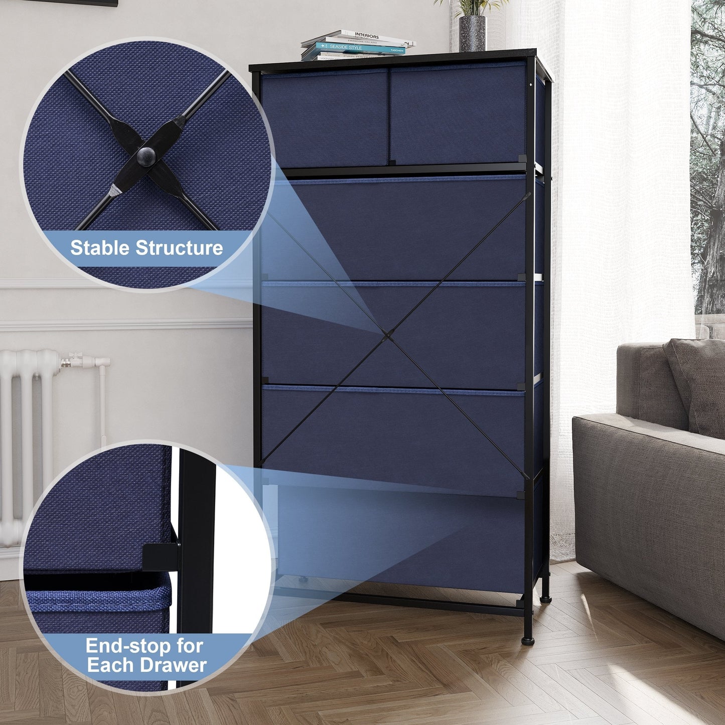 Commode verticale à 6 tiroirs de rangement par Crestlive Products