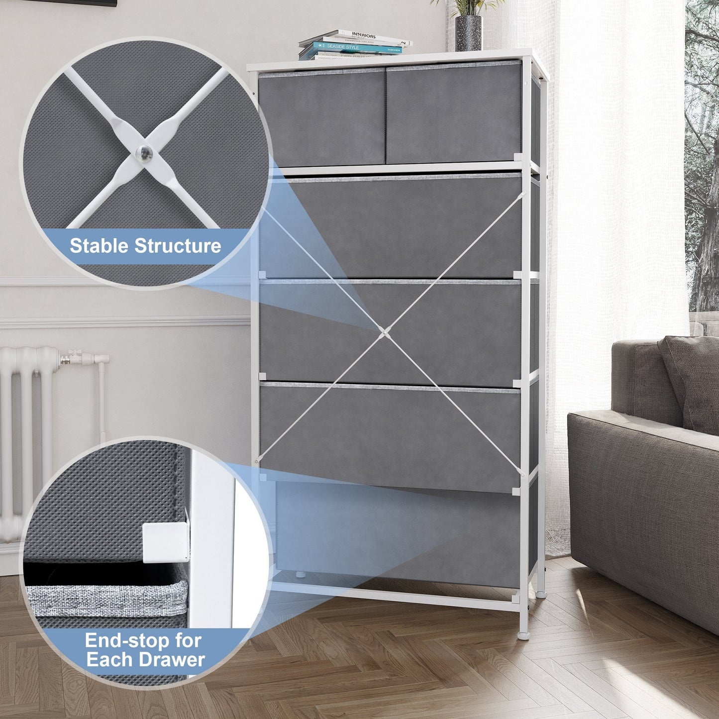 Commode verticale à 6 tiroirs de rangement par Crestlive Products