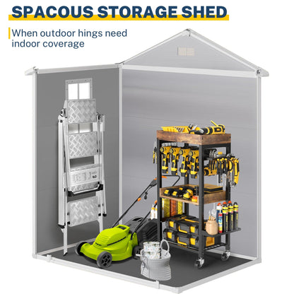 Abri de rangement extérieur en plastique et résine toutes saisons de 6 pi x 4 pi/6 pi x 8 pi/8 pi x 6 pi/8 pi x 10 pi avec plancher, abri à outils Spire