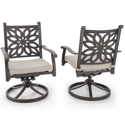 Ensemble de salle à manger de patio en aluminium moulé de 7 pièces de MAISON ARTS avec table rectangulaire extensible et 6 chaises en aluminium moulé