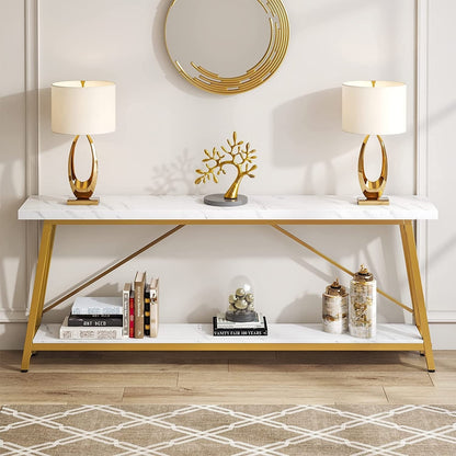 Table console d'entrée de style industriel extra-longue de 70,9 pouces