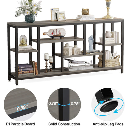 Console de canapé de 70,9 pouces avec rangement, table d'entrée à 3 niveaux pour couloir