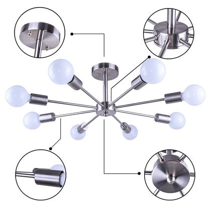 Plafonnier semi-encastré Sputnik noir/doré, idéal pour salon, cuisine, bureau, chambre ou hall d'entrée.