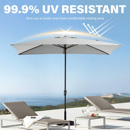 Parasol rectangulaire de terrasse 2,4 x 3 m avec manivelle et inclinaison, résistant aux UV