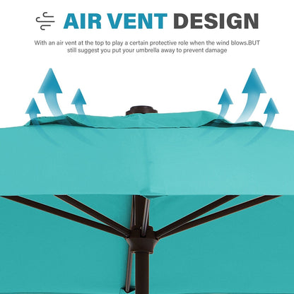 Parasol rectangulaire de terrasse 2,4 x 3 m avec manivelle et inclinaison, résistant aux UV