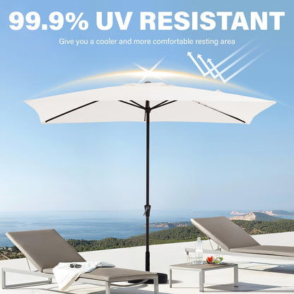 Parasol rectangulaire de terrasse 2,4 x 3 m avec manivelle et inclinaison, résistant aux UV
