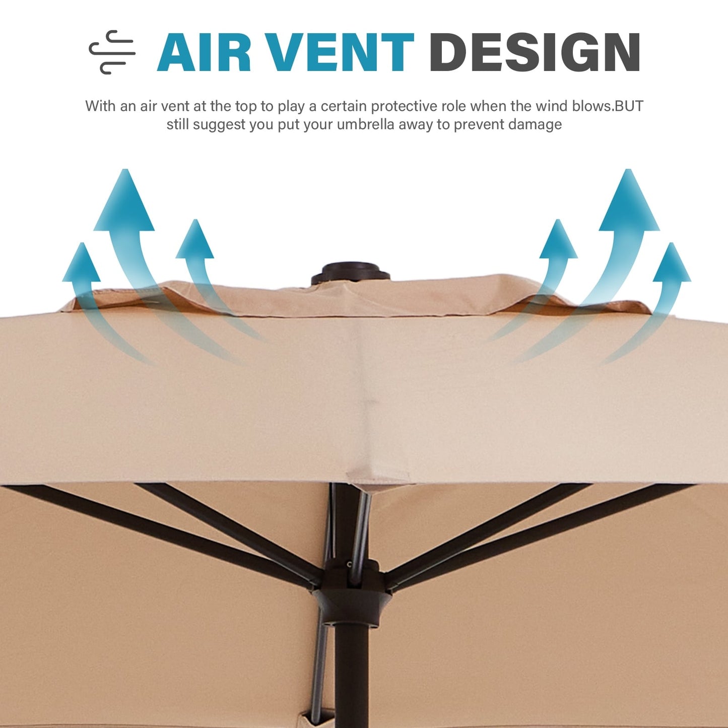 Parasol rectangulaire de terrasse 2,4 x 3 m avec manivelle et inclinaison, résistant aux UV