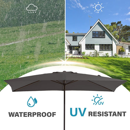 Parasol rectangulaire de terrasse 2,4 x 3 m avec manivelle et inclinaison, résistant aux UV