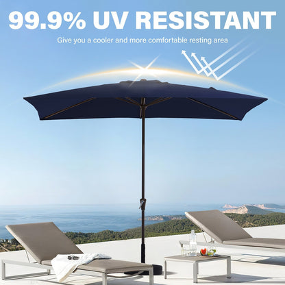 Parasol rectangulaire de terrasse 2,4 x 3 m avec manivelle et inclinaison, résistant aux UV