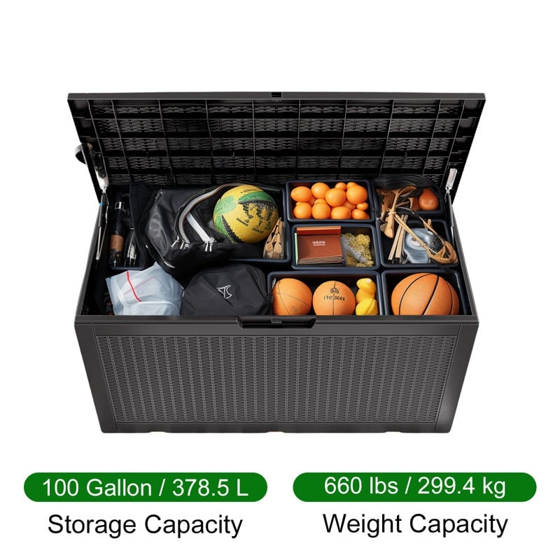 Coffre de rangement extérieur en résine avec serrure