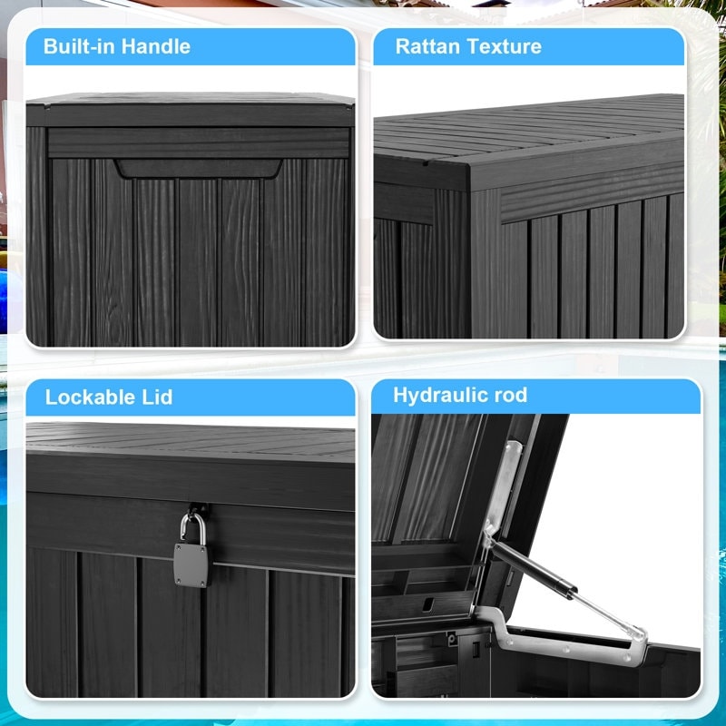 Coffre de rangement extérieur en résine avec serrure