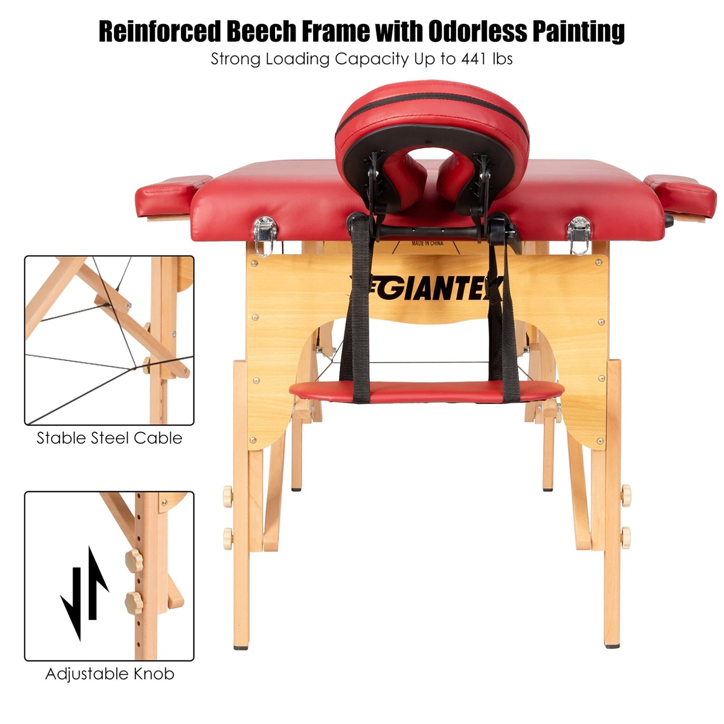 Table de massage portable 84''L réglable pour le visage, le spa et le tatouage avec transport