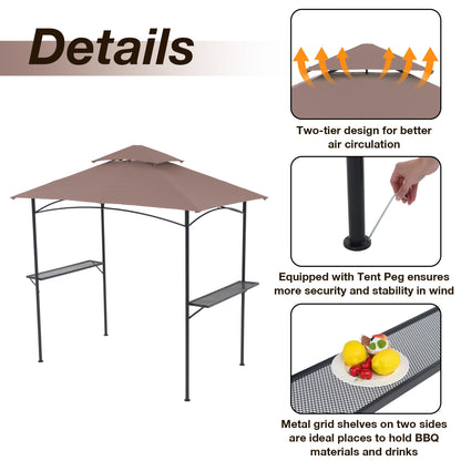 Gazebo extérieur étanche à la pluie pour barbecue, avec double paroi ventilée, 2,4 m x 1,5 m