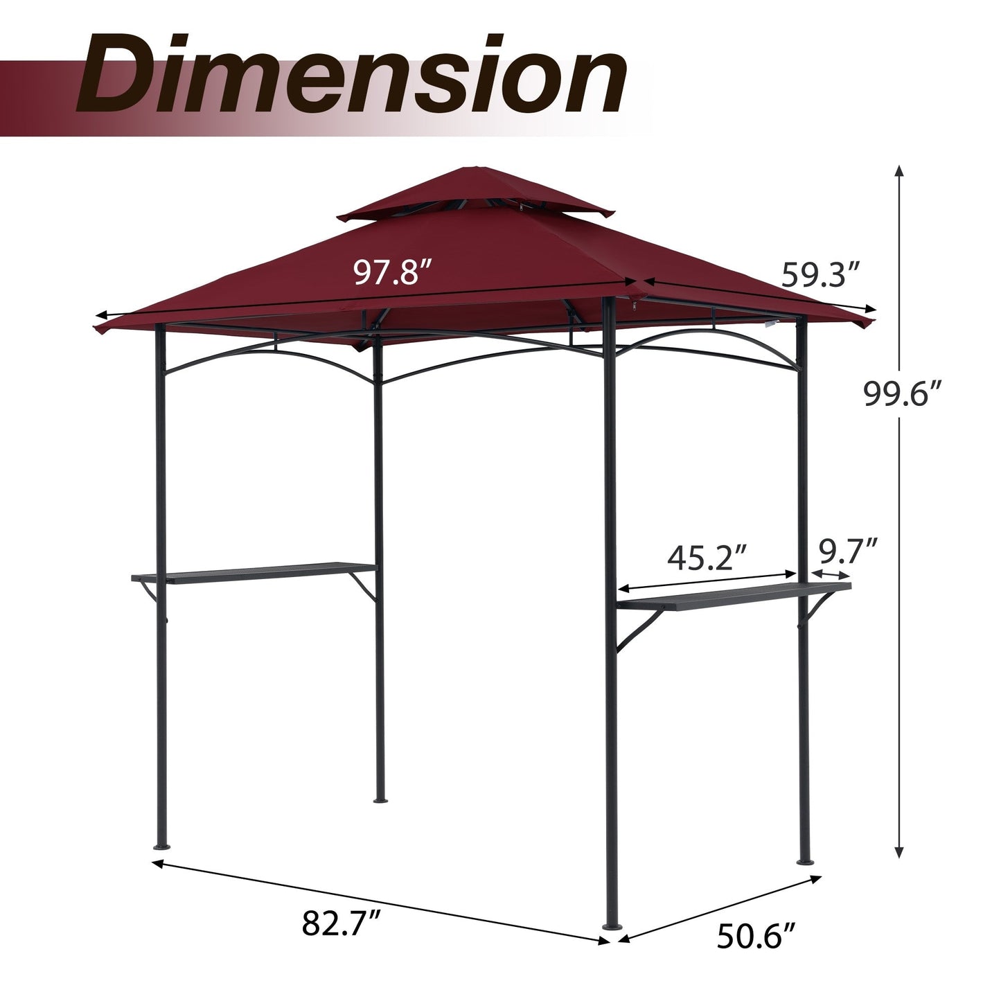 Gazebo extérieur étanche à la pluie pour barbecue, avec double paroi ventilée, 2,4 m x 1,5 m
