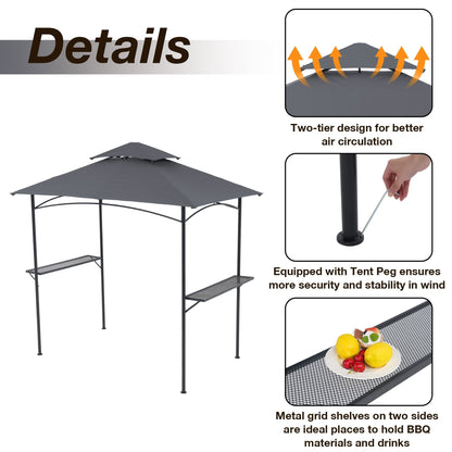 Gazebo extérieur étanche à la pluie pour barbecue, avec double paroi ventilée, 2,4 m x 1,5 m