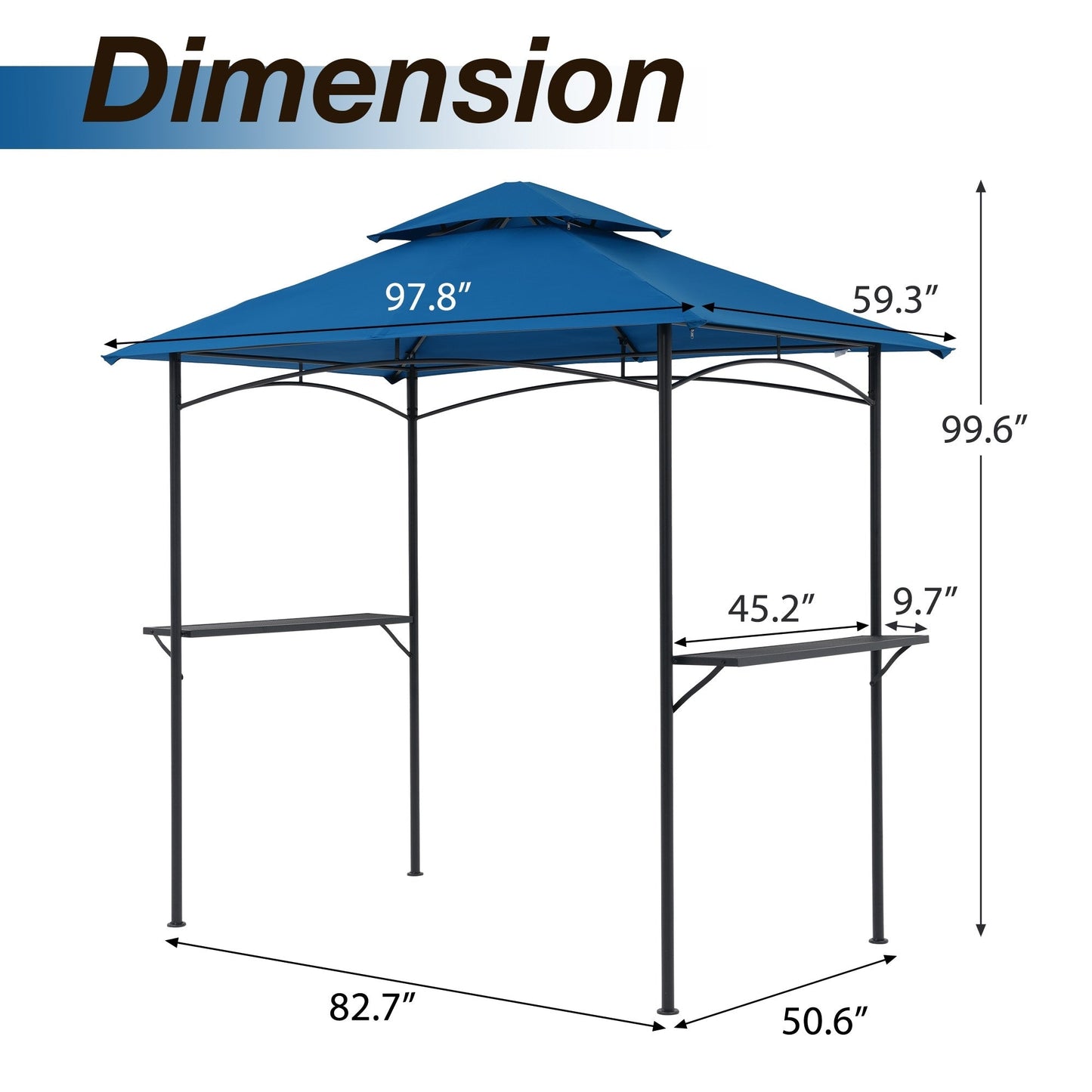 Gazebo extérieur étanche à la pluie pour barbecue, avec double paroi ventilée, 2,4 m x 1,5 m