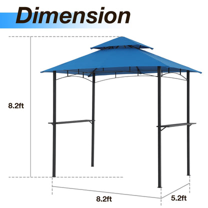 Gazebo extérieur étanche à la pluie pour barbecue, avec double paroi ventilée, 2,4 m x 1,5 m