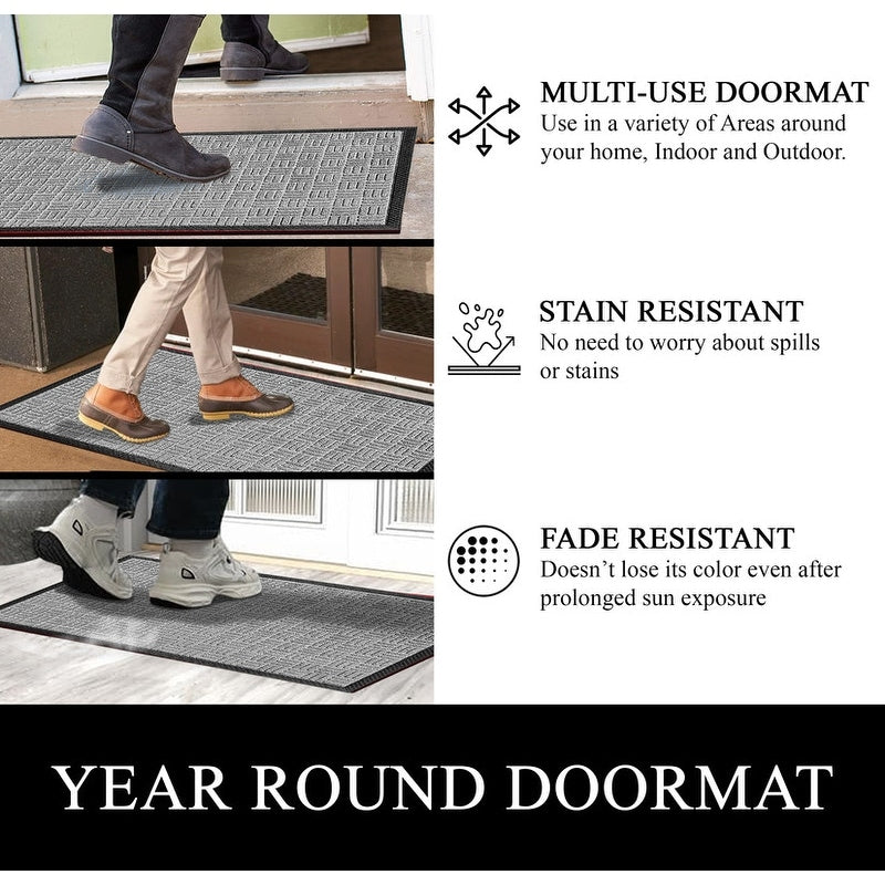 Tapis de porte A1HC neuf, durable et polyvalent, en caoutchouc polypropylène, pour usage intérieur et extérieur, toutes saisons.