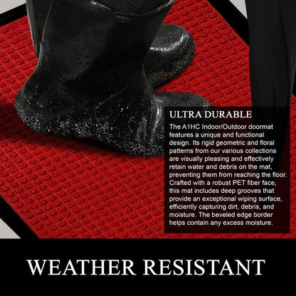 Tapis de porte A1HC neuf, durable et polyvalent, en caoutchouc polypropylène, pour usage intérieur et extérieur, toutes saisons.