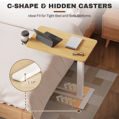 Table d'ordinateur portable mobile FunniHomi 28/32, réglable en hauteur, avec roulettes, blanc/noir, pour lit et canapé