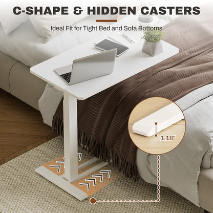 Table d'ordinateur portable mobile FunniHomi 28/32, réglable en hauteur, avec roulettes, blanc/noir, pour lit et canapé